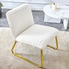 Single Sofa Chair, Accent Chair With Golden Metal Legs, Anti-slip Pads Armless Sofa Chair, Home Theater Seating For Living Room, White - 2 of 4