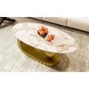 JVNOXK Modern Oval Coffee Table for Living Room, Marble Pattern Sintered Stone Coffee Tabletop with Gold Stainless Steel Base in 47.2" - 2 of 4