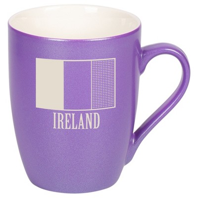 Elanze Designs Ireland Irish Flag 10 Ounce Ceramic Laser-Etched Engraved Drinkware Mug, Metallic Passion Purple