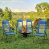 Outsunny Set of 4 Folding Patio Chairs, Camping Chairs with Adjustable Sling Back, Removable Headrest, Armrest for Garden, Backyard, Lawn, Blue - 3 of 4
