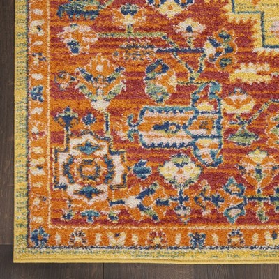 Allur Medallion Red and Navy 27" Easy-Care Synthetic Rug