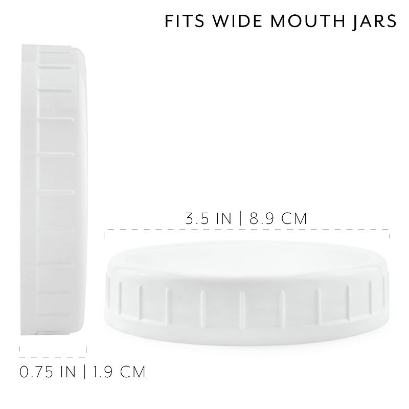 Cornucopia Brands Wide Mouth Plastic Mason Jar Lids; Unlined White Lids, 86-450 Size, Choose Basic or Deluxe, 3 of 9