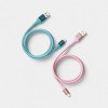 4ft USB-A to USB-Lightning Cable 2pk - heyday™ Bright Lilac Turquoise - 3 of 3