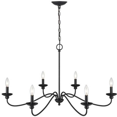 Delvona Matte Black 6-Light Chandelier with Incandescent Bulbs