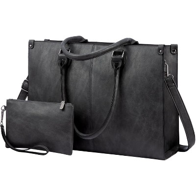 15.6 Inch Large Capacity Vintage Leather Work Computer Bag, Business Casual Shoulder Handbag