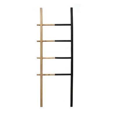 20.50" x 60" Wood and Metal Decorative Ladder Black/Natural - Stratton Home Décor