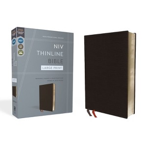 NIV, Thinline Bible, Large Print, Bonded Leather, Black, Red Letter Edition - by  Zondervan (Leather Bound) - 1 of 1