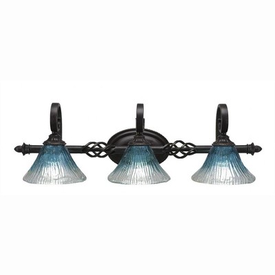 Toltec Lighting Elegante 3 - Light Vanity in  Dark Granite with 7" Teal Crystal Shade