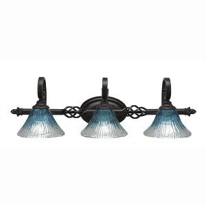 Toltec Lighting Elegante 3 - Light Vanity in  Dark Granite with 7" Teal Crystal Shade - 1 of 1