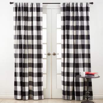 Saro Lifestyle Buffalo Plaid Design Cotton Curtain Single Panel