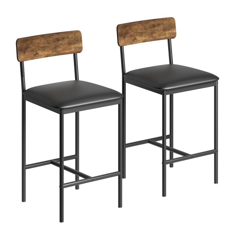 Whizmax Bar Stools Set of 2, Kitchen Bar Stools with Footrest for Kitchen Island, Apartment, Counter Bar, Rustic Brown, 1 of 9