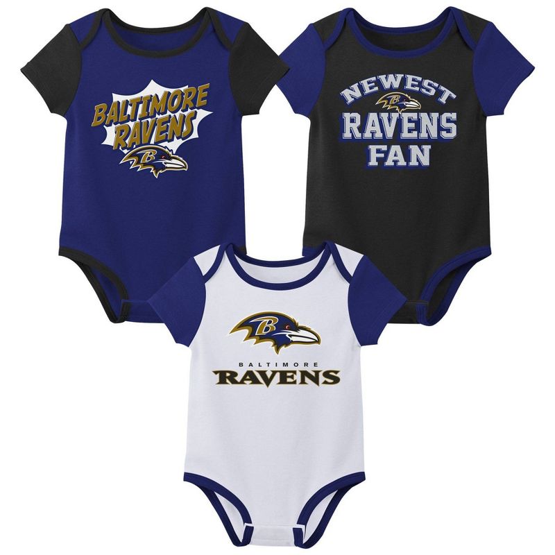 NFL Baltimore Ravens Infant Boys&#39; 3pk Bodysuit, 1 of 5