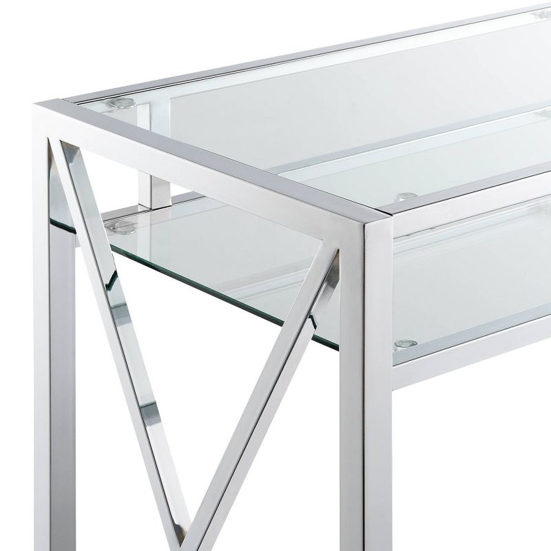 42&#34; Oxford Chrome Desk with Shelf Clear Glass/Chrome - Breighton Home, 5 of 6