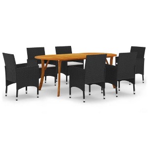 vidaXL Dining Set Black Solid acacia wood Large Seats Many Dining Set - 1 of 4