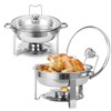 MilleLoom Chafing Dish Buffet Set , 5QT Food Servers and Warmers Stainless Steel Round Chafing Dishes with Glass Lid & Lid Holder for Parties - 2 of 4
