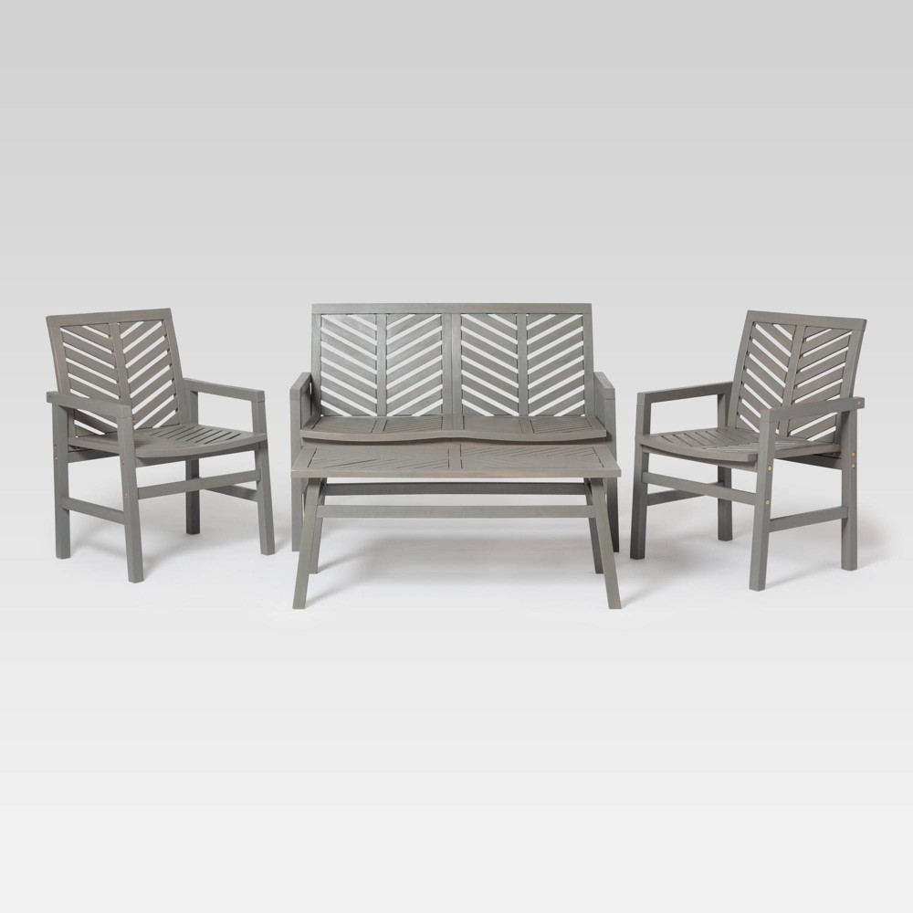 4pc Coro Chevron Outdoor Patio Chat Set - Gray Wash - Saracina Home