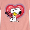 Girls' - Peanuts - Snoopy Woodstock Airbrush Heart Fitted Short Sleeve Graphic T-Shirt - 2 of 4