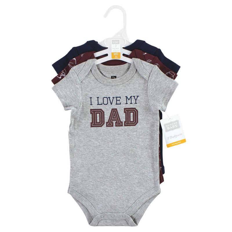 Hudson Baby Infant Boy Cotton Bodysuits, Love Dad, 2 of 6