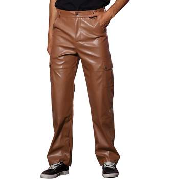 Lars Amadeus Men's Hip Hop Motorcycle Cargo Punk Faux Leather Pants
