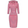 Women's 3/4 Sleeve Hooded Sweatshirt Dress, Pullover Bodycon Midi Dress with Pockets - 3 of 3
