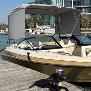 4 Bow Bimini Top for Boats - Aluminum Alloy Frame, PU Coated Canvas, Adjustable Rear Poles, Straps & Zippered Storage Boot - 1 of 4