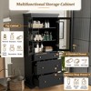 Akoasm 70.1 in. H Black Modern Tall Bathroom Cabinet with 2 Adjustable Shelves, 3 Drawers & Soft Close Glass Doors - 3 of 4