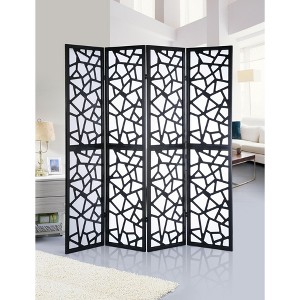NicBex 4-Panel Room Divider for Home, Divider for Room Separation, Folding Fabric Privacy Screen with Geometric Patterns for Office, Black - 1 of 4