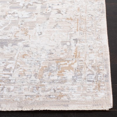 Ivory & Beige Square Wool and Silk Area Rug, 6'7"