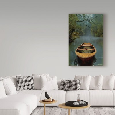 Carlos Casamayor 'The Old Lake' 12"x19" Canvas Art in Brown and Green