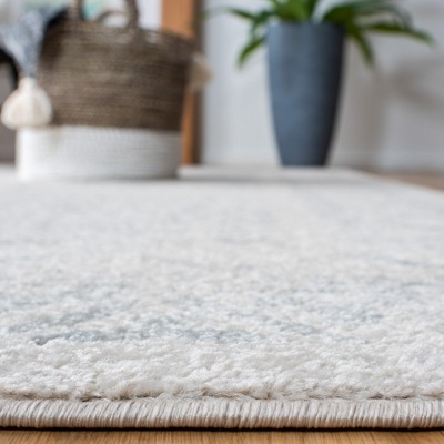 Ivory and Light Grey Hand-Knotted Boho-Chic Synthetic Area Rug