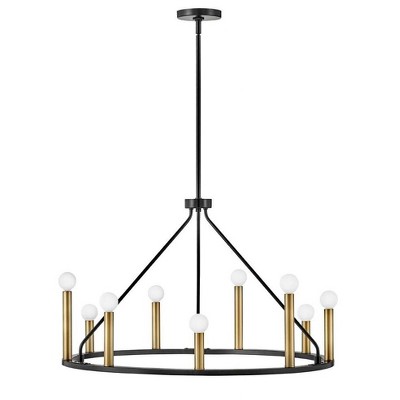 Lark Lazlo 9 - Light Chandelier in  Black/Lacquered Brass