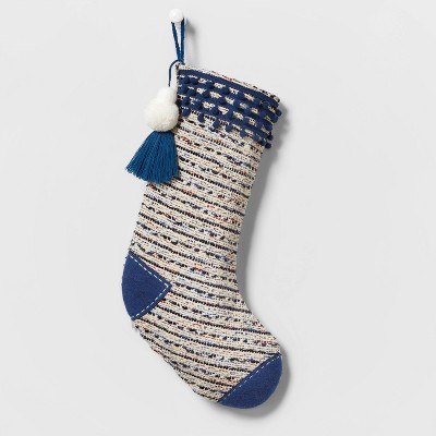 Speckled Woven Christmas Stocking Blue/White - Wondershop™