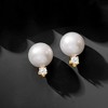 Ross-Simons 7-7.5mm Cultured Akoya Pearl and .10 ct. t.w. Diamond Accent Earrings in 14kt Yellow Gold - 3 of 4