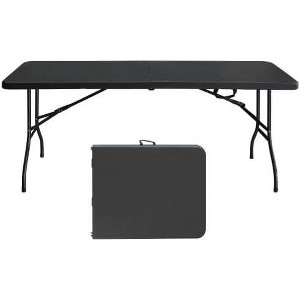 Acekool 6 Ft Portable Folding Table with Powder-Coated Iron Legs, Fold-in-Half Design & Carry Handle, Indoor Outdoor Use - 1 of 4