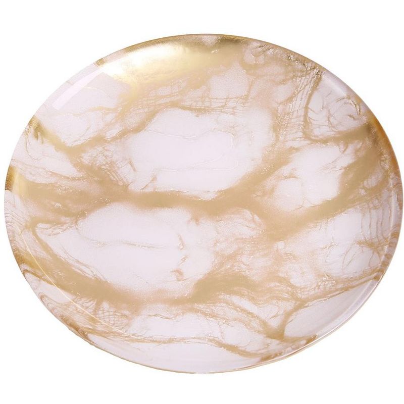 Classic Touch Set Of 4 Gold-White Marble Plates - 6.5"D, 3 of 4