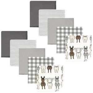 Hudson Baby Flannel Washcloths, Farm Friends Cream 10Pk, One Size - 1 of 4