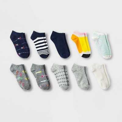 Women's School Work 10pk Low Cut Socks - Xhilaration™ Assorted Colors 4-10