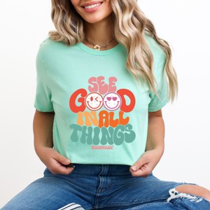Simply Sage Market S.W.Smiley See Good In All Things Smiley Face Short Sleeve Tee - 1 of 4