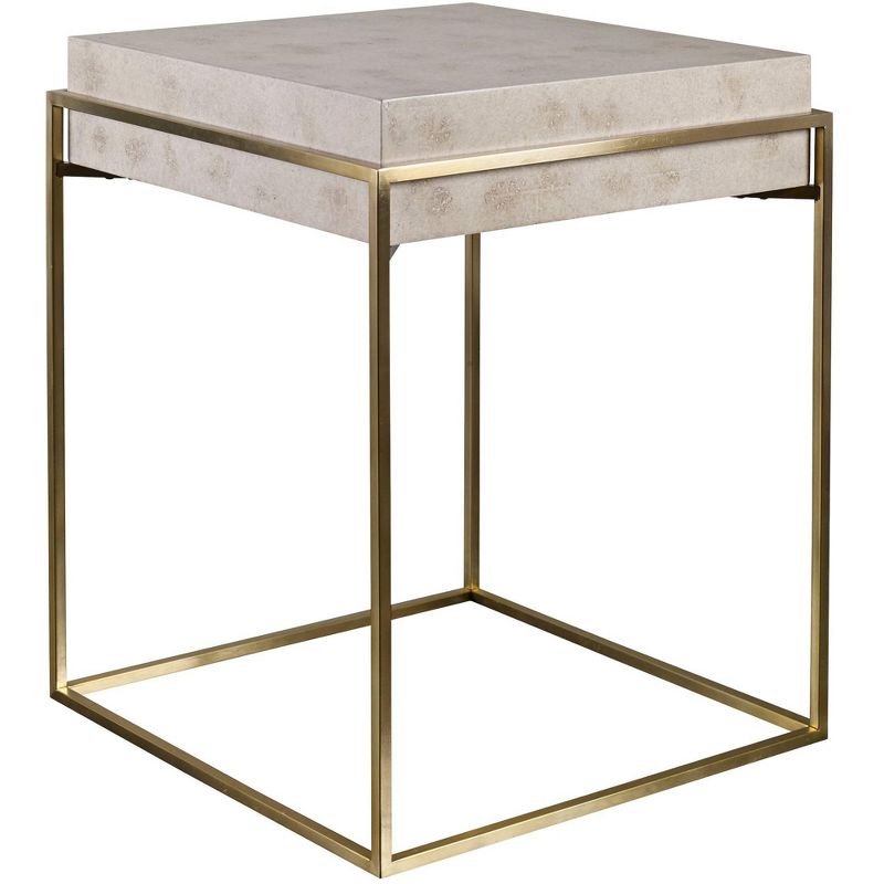 Uttermost Inda 19" Wide Brass and Ivory Square Accent Table, 1 of 2