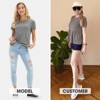 EXLURA Womens Summer Cute Crop Tops Short Sleeve Pleated T-shirts Crewneck Blouse - 3 of 4