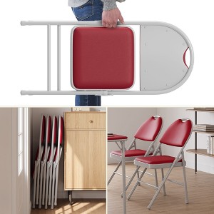 coucheta Folding Chairs, Padded Foldable Chair with PU Leather Cushion and Back, Metal Frame Indoor/Outdoor Portable Stackable Seats - 1 of 4