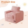 Itopfox Kids Faux Fur Bean Bag Chair with Pillows, Comfy Floor Sofa for Boys and Girls, Cozy Armrests, Lazy Chair Couch in Pink - 2 of 4