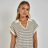 Knit & Lounge Women’s Striped Knit Midi Dress Short Sleeves V-Neck Relaxed Fit Ribbed Hem Everyday Sweater Dress - 4 of 4