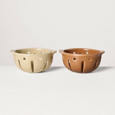 15oz Stoneware Berry Bowls Tan/Pumpkin Brown (Set of 2) - Hearth & Hand™ with Magnolia