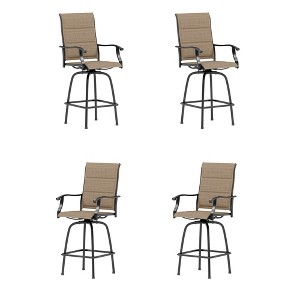 Captiva Designs Outdoor Patio Padded Textilene Sling High Bar Steel Stools with Armrests - 1 of 4