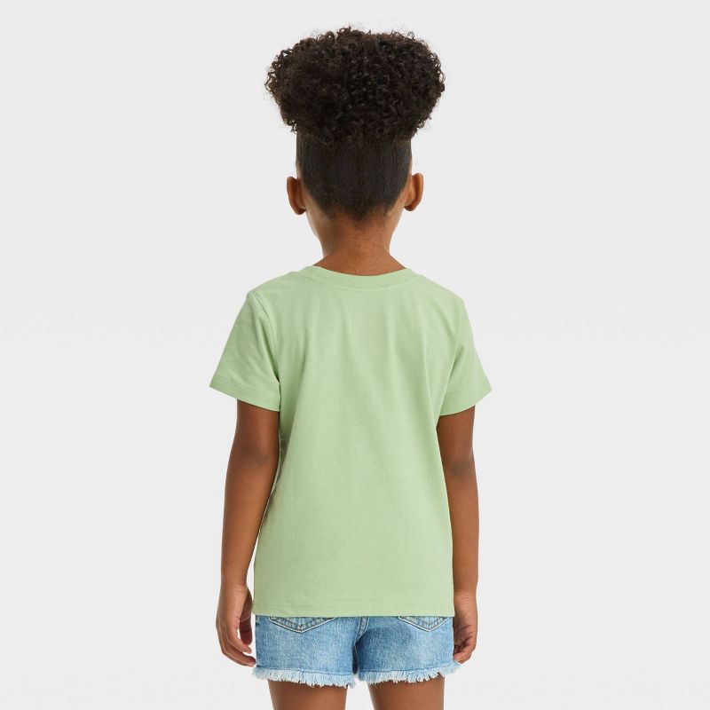 Toddler Girls' 'Happy' Short Sleeve T-Shirt - Cat & Jack™ Sage Green, 3 of 5
