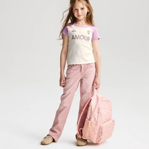 Cat & Jack Girls' Short Sleeve Fitted 'Amour' Graphic T-Shirt - Cat & Jack™ Cream/Mauve XXL Plus