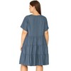 Agnes Orinda Women's Plus Size Tiered V Neck Short Sleeve Summer Casual Buttons Dresses - 4 of 4