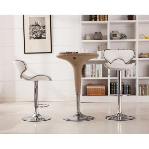 Roundhill Furniture Masaccio Faux Leather Airlift Adjustable Swivel Barstools, White, Set of 2 - 1 of 4