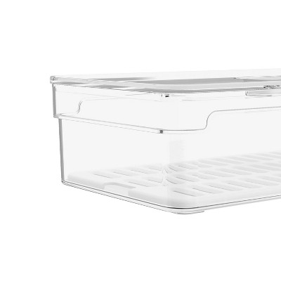 OU Fridge Organizer Bin with Vented Lid, Clear Stackable Refrigerator Storage Bin, Produce Kitchen Storage Container, 11.8" Depth, BPA Free — фото 4